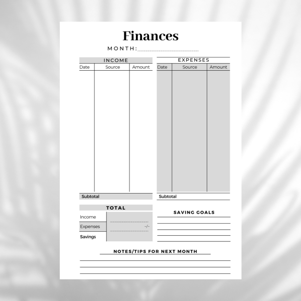 Financiële maandplanner
