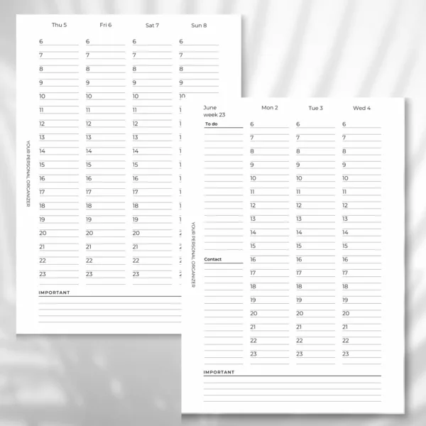 Wochenkalender vertikal - Juni/Mai