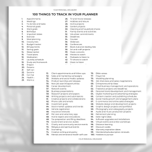 100 Dinge, die Sie in Ihrem Planer verfolgen sollten