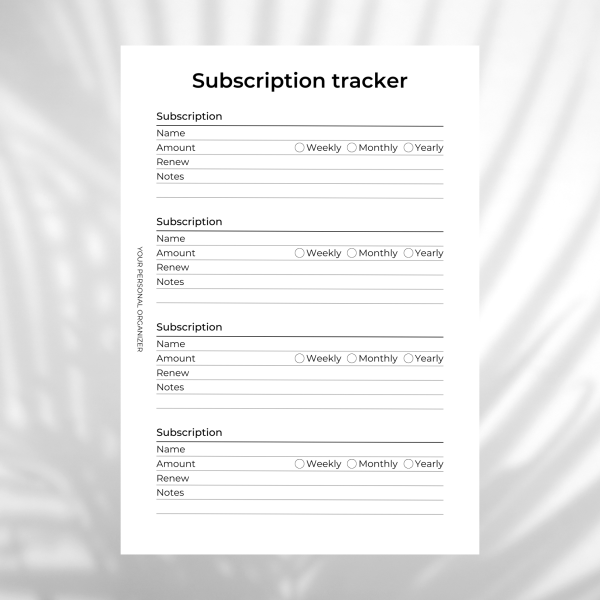 Subscription tracker
