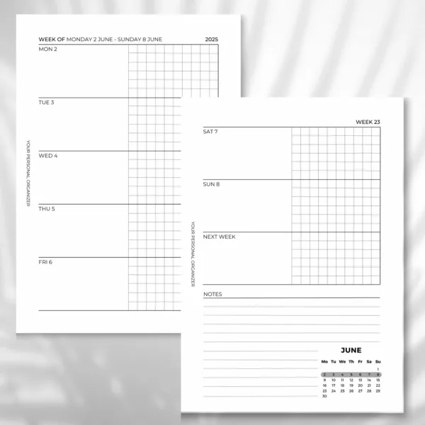 Weekly agenda horizontal grid - June/May