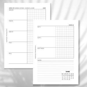 Weekly agenda horizontal grid